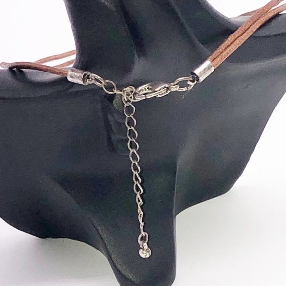 Vintage Artisan Enamel Pendant Necklace & Earrings Set with Ceramic Beads - Picture 5 of 11